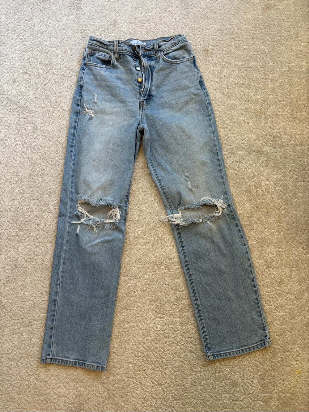 Windsor Light Blue Straight-Leg Ripped Jeans